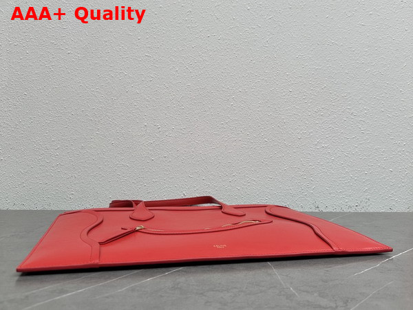 Celine Flat Cabas New Luggage in Ultra Red Glossy Calfskin Replica