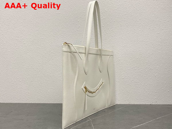 Celine Flat Cabas New Luggage in White Glossy Calfskin Replica