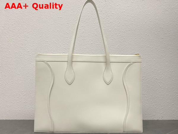 Celine Flat Cabas New Luggage in White Glossy Calfskin Replica