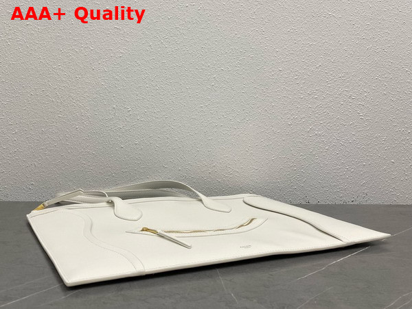 Celine Flat Cabas New Luggage in White Glossy Calfskin Replica