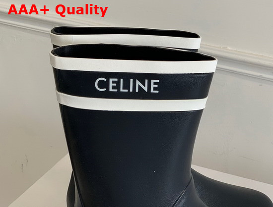 Celine Flat Half Boot Les Bottes De Pont Celine in Natural Rubber Navy Replica