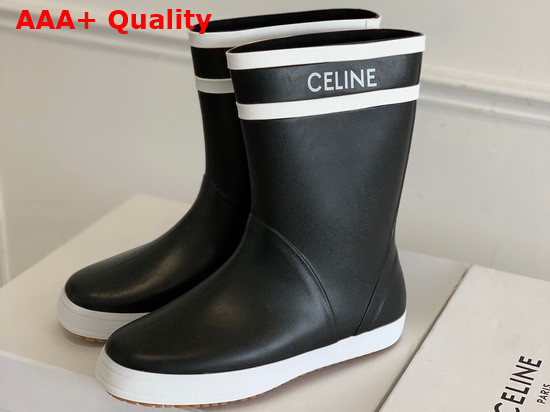 Celine Flat Half Boot Les Bottes De Pont Celine in Natural Rubber Navy Replica