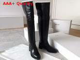 Celine Folco Over The Knee Boot in Black Calfskin and Lamb Shearling Replica