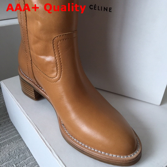 Celine Folco Over The Knee Boot in Tan Calfskin and Lamb Shearling Replica