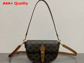 Celine Folco Shoulder Bag in Triomphe Canvas and Calfskin Tan Replica
