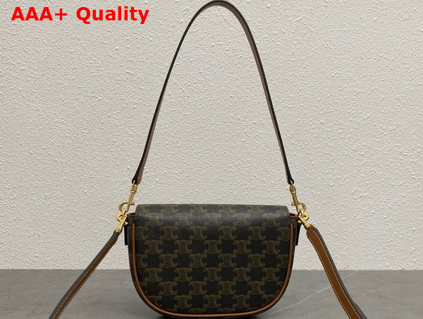 Celine Folco Shoulder Bag in Triomphe Canvas and Calfskin Tan Replica