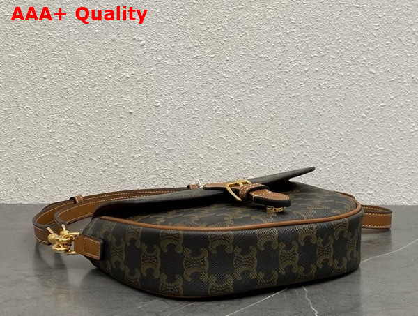 Celine Folco Shoulder Bag in Triomphe Canvas and Calfskin Tan Replica