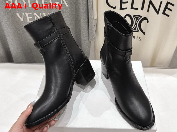 Celine Garance Triomphe Strap Boot in Black Calfskin Replica