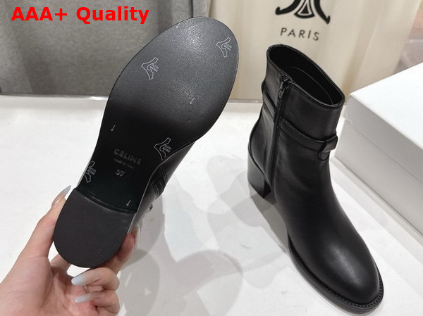 Celine Garance Triomphe Strap Boot in Black Calfskin Replica