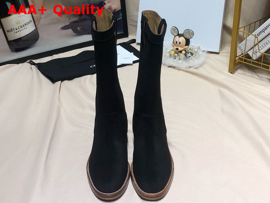 Celine Gardiane High Boot in Suede Calfskin Black Replica