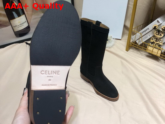 Celine Gardiane High Boot in Suede Calfskin Black Replica