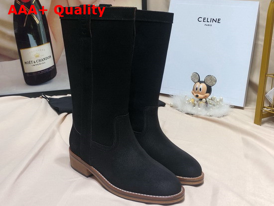 Celine Gardiane High Boot in Suede Calfskin Black Replica