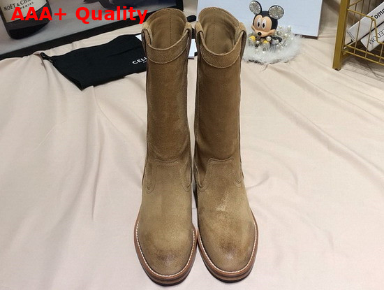 Celine Gardiane High Boot in Suede Calfskin Light Beige Replica