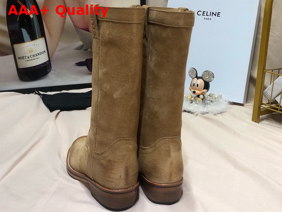 Celine Gardiane High Boot in Suede Calfskin Light Beige Replica