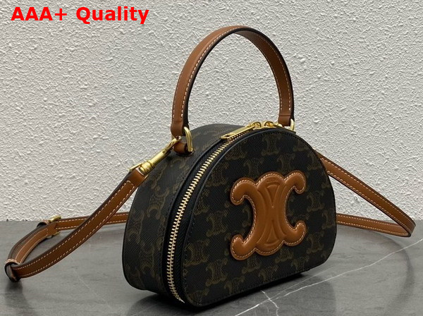 Celine Half Moon Case Triomphe Canvas Tan Replica