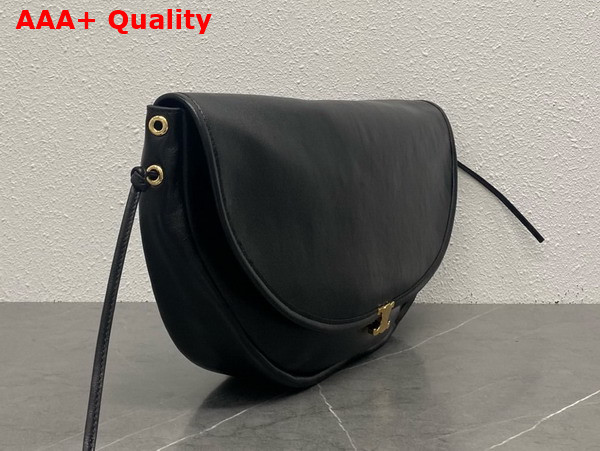 Celine Halfmoon Soft Triomphe Bag in Black Supple Shiny Lambskin Replica