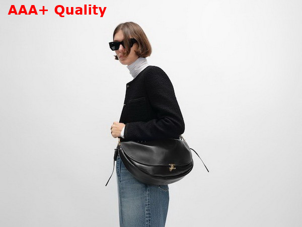 Celine Halfmoon Soft Triomphe Bag in Black Supple Shiny Lambskin Replica