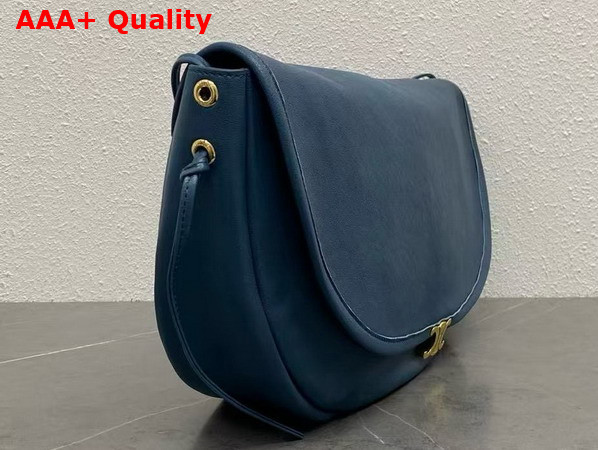 Celine Halfmoon Soft Triomphe Bag in Soft Supple Shiny Lambskin Blue Replica