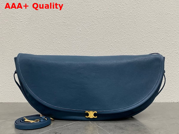 Celine Halfmoon Soft Triomphe Bag in Soft Supple Shiny Lambskin Blue Replica