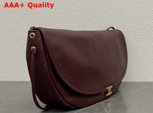 Celine Halfmoon Soft Triomphe Bag in Syrah Supple Shiny Lambskin Replica