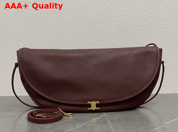 Celine Halfmoon Soft Triomphe Bag in Syrah Supple Shiny Lambskin Replica