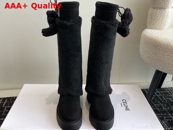 Celine High Boots in Black Suede and Shearling Replica