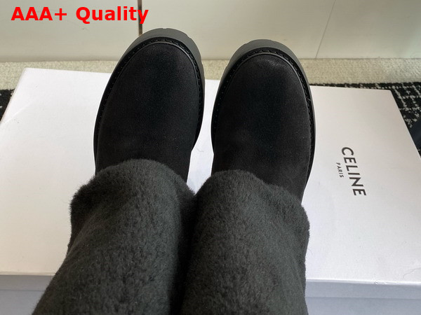 Celine High Boots in Black Suede and Shearling Replica