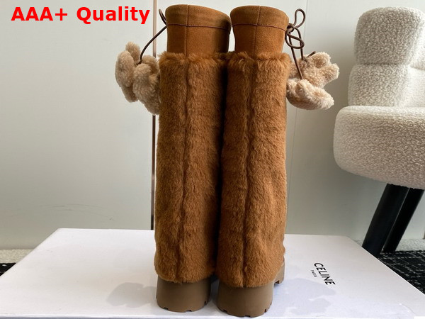 Celine High Boots in Tan Suede and Shearling Replica