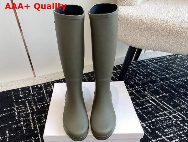 Celine High Celine Rain Boots in Natural Rubber Khaki Replica