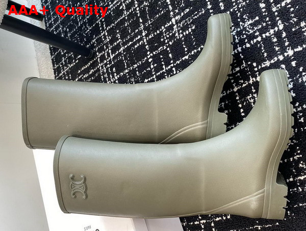 Celine High Celine Rain Boots in Natural Rubber Khaki Replica