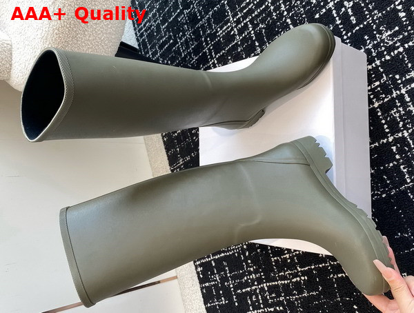 Celine High Celine Rain Boots in Natural Rubber Khaki Replica