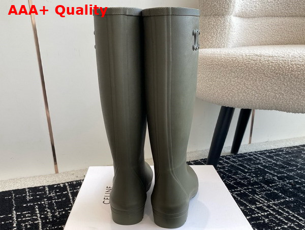 Celine High Celine Rain Boots in Natural Rubber Khaki Replica