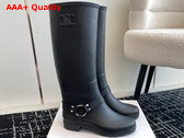 Celine High Celine Rain Boots in Rubber and Calfskin Black Replica