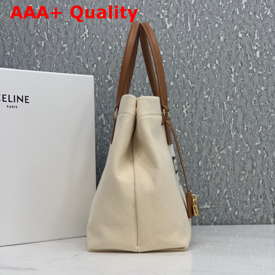 Celine Horizontal Cabas Celine in Canvas with Celine Print and Calfskin Natural Tan Replica