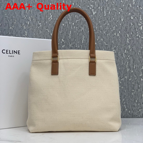 Celine Horizontal Cabas Celine in Canvas with Celine Print and Calfskin Natural Tan Replica