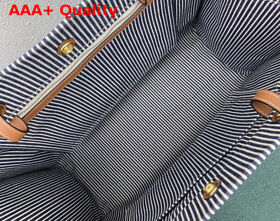 Celine Horizontal Cabas Celine in Stripe Canvas and Calfskin Replica