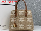 Celine Horizontal Cabas Celine in Triomphe Jacquard and Calfskin Natural Tan Replica