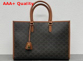 Celine Horizontal Cabas in Triomphe Canvas and Calfskin Tan Replica