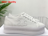 Celine Jane Low Lace Up Sneaker in Optic White Calfskin Replica
