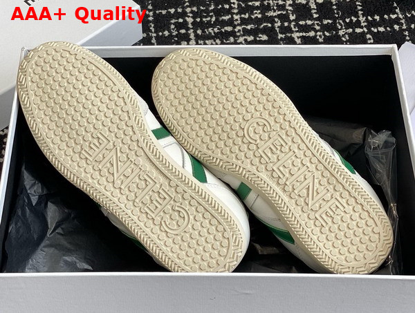 Celine Jogger Low Lace Up Sneaker in Calfskin and Suede Calfskin Optic White Green Grey Replica