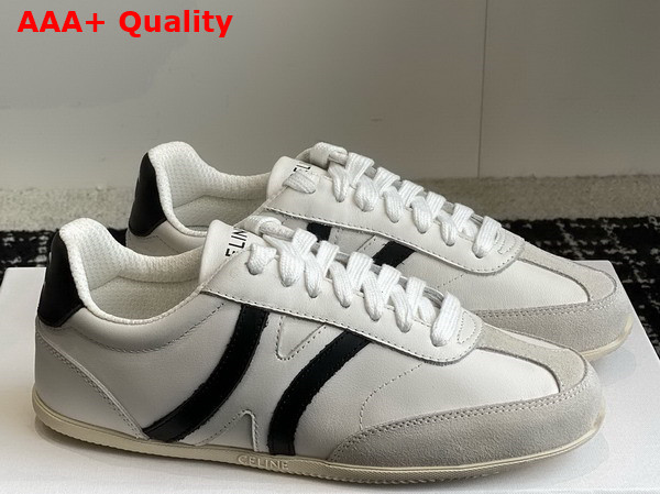 Celine Jogger Low Lace Up Sneaker in Calfskin and Suede Calfskin Optic White Grey Black Replica