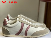 Celine Jogger Low Lace Up Sneaker in Calfskin and Suede Calfskin Optic White Grey and Bleached Pink Replica