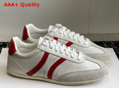Celine Jogger Low Lace Up Sneaker in Calfskin and Suede Calfskin Optic White Red Grey Replica