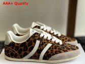 Celine Jogger Low Lace Up Sneaker in Leopard Printed Hairy Calfskin and Calfskin Brown Beige Grey Optic White Replica