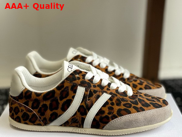 Celine Jogger Low Lace Up Sneaker in Leopard Printed Hairy Calfskin and Calfskin Brown Beige Grey Optic White Replica