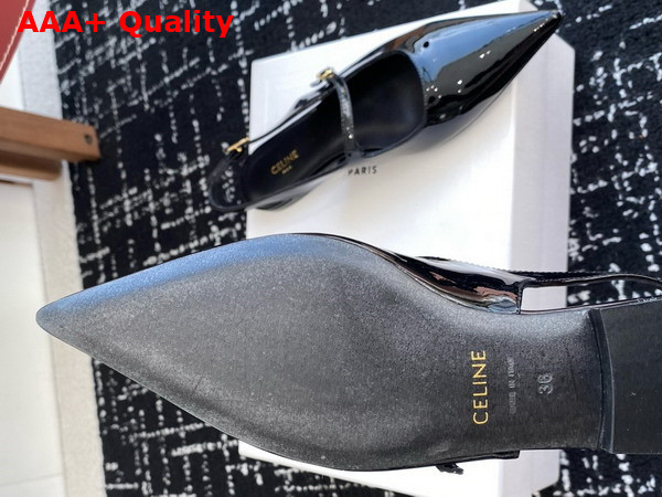 Celine Judy Flat Slingback in Black Patent Calfskin Replica