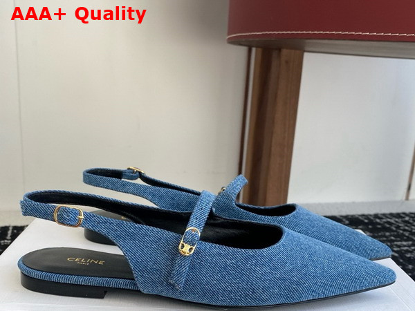 Celine Judy Flat Slingback in Blue Denim Replica
