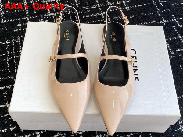 Celine Judy Flat Slingback in Blush Patent Calfskin Replica