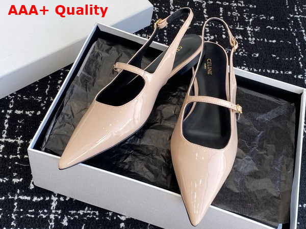 Celine Judy Flat Slingback in Blush Patent Calfskin Replica