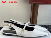Celine Judy Flat Slingback in White Patent Calfskin Replica